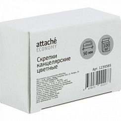 Скрепки Attache Economy полимерные негофрированные 50 мм (100 штук в упаковке)     