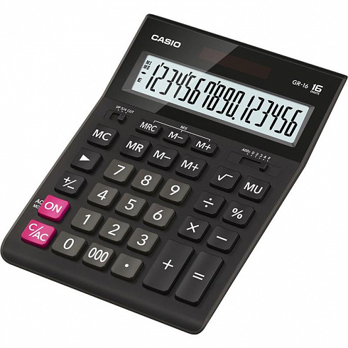 Калькулятор настольный полноразмерный Casio GR-16 16-разрядный черный