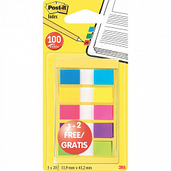 Клейкие закладки Post-it пластиковые 5 цветов по 20 листов 
