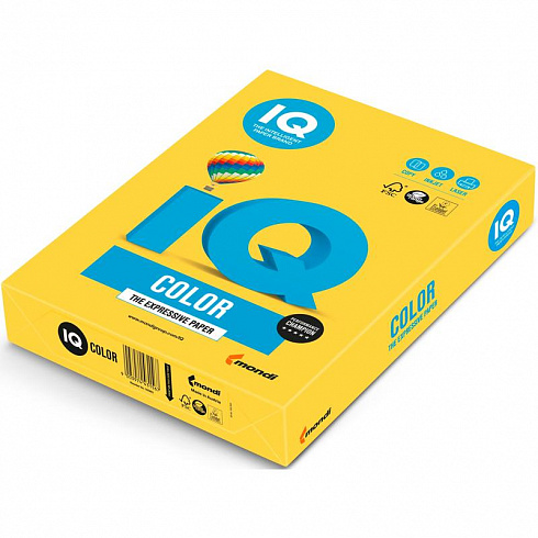 Бумага цветная для печати IQ Color желтая интенсив CY39 (А4, 80 г/кв.м, 500 листов)